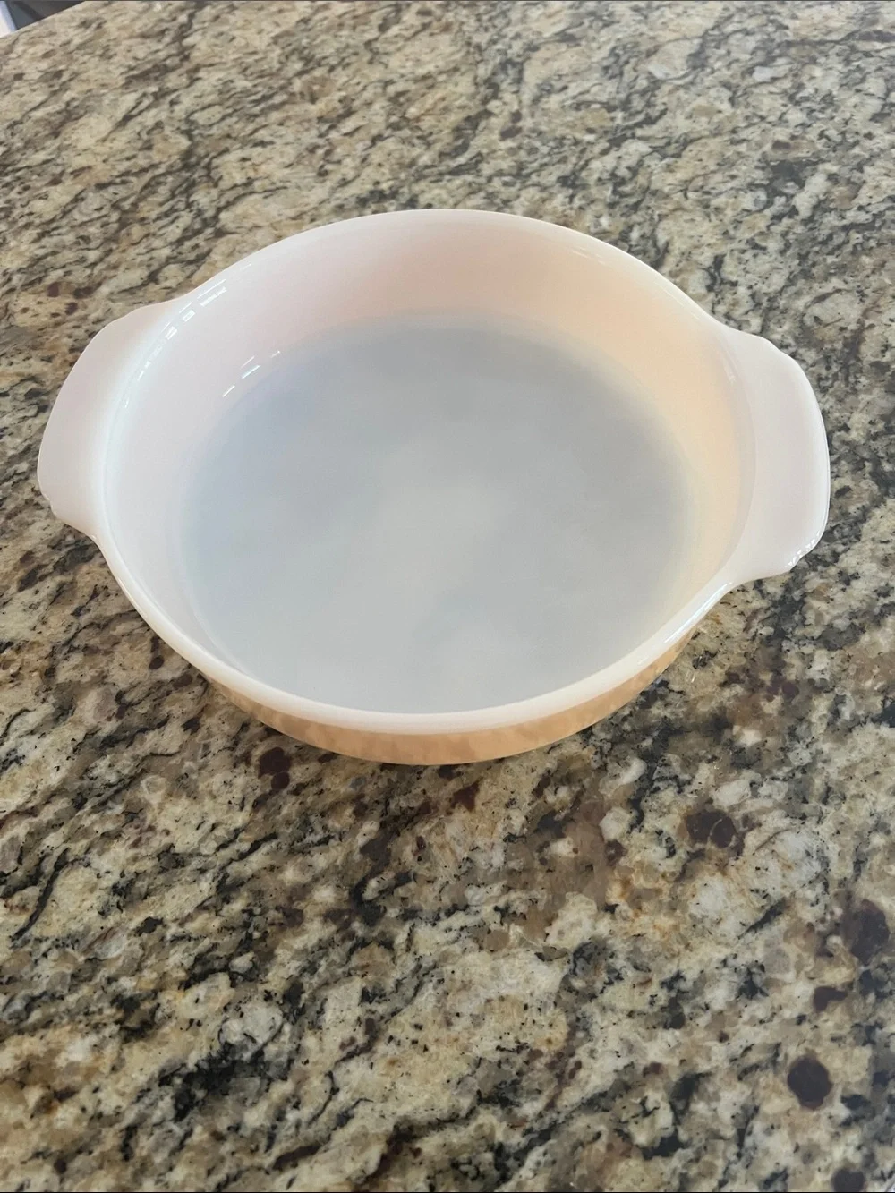 Fire King White and Cream Round Baking Dish with Handles - 8 inches